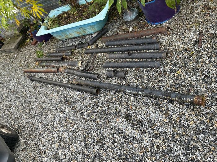 Cast iron gutters and pipes