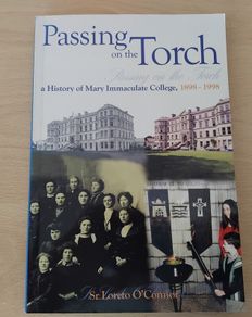 Passing on the Torch: a History of Mary Immaculate College 1898-1998 with ephemera and pin badge FREEPOST