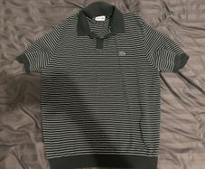 Lacoste Striped Knit Polo Shirt Size L