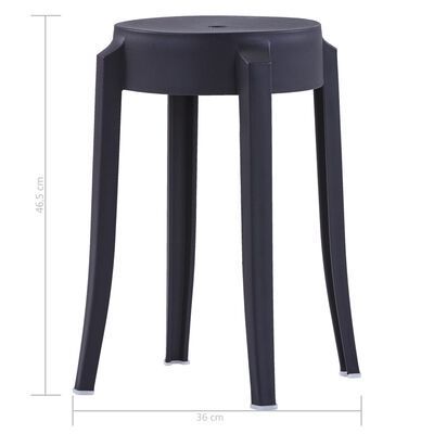 _Stackable Stools 4 pcs Black Plastic