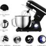 Stand Mixer,7L Tilt-Head Food Mixer, 6 Speed Electric Kitchen Mixer with Dough Hook, Wire Whip & Beater 1400W (7L, Black) Image 6