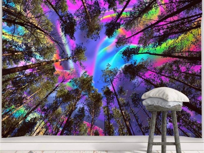 Trippy Tapestry Fantasy Rainbow Colourful Forest Aesthetic Bedroom Decor (Multiple Sizes)