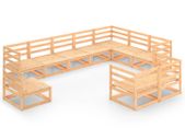 10 Piece Garden Lounge Set Solid Pinewood