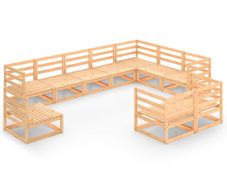 10 Piece Garden Lounge Set Solid Pinewood