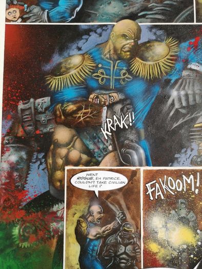 2000ad Judge Dredd Megazine original art Nick Percival Brit Cit Brute with Overlay