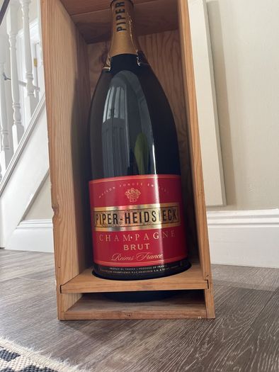 Large Champagne Bottle and Stand