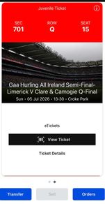 All Ireland hurling Semi final ticket