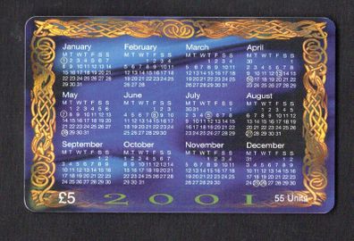2001 Isle of Man UK5 2001 Calendar - Celtic Art (Siemens - S30 (Module 34)) Phone Card