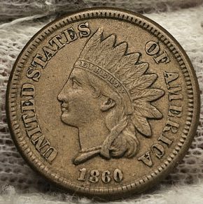 USA United States 1860 1 Cent Penny Indian Head Beautiful Grade