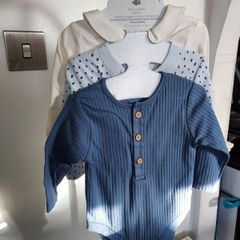 primark 3 pkt of long sleeve baby vests age 0 ro 3 months