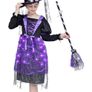 Witch costume with lights, Halloween, girl costume, carnival, cosplay, princess dress with witch broom and hat Image 3