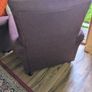 2 vintage plum purple high back armchairs and one 2.5 Seat sofa Image 5
