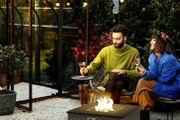 Rattan Gas Fire Pit Table for Garden 13 KW Smokeless Propane Fire Pit with Lid