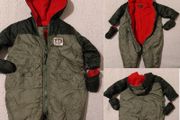 Waterproof Warm Fleece lined hooded Pram Suit wth mittens, all in one,