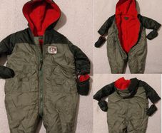 Waterproof Warm Fleece lined hooded Pram Suit wth mittens, all in one,