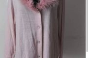Maxi Blue baby pink faux fur collar cadigan size UK20 EU48 Perfect condition Postage included