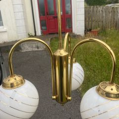 1960s art deco brass 3 bulb chandelier postage available