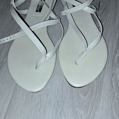 White Low Wrap Sandals