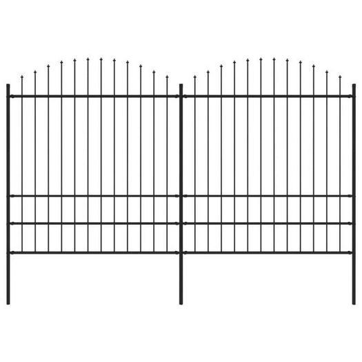 Garden Fence with Spear Top Steel (1.75-2)x3.4 m Black