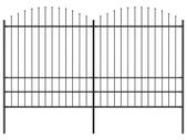 Garden Fence with Spear Top Steel (1.75-2)x3.4 m Black