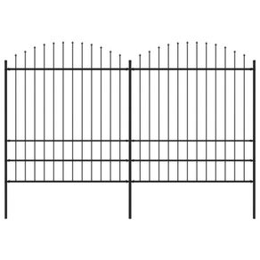 Garden Fence with Spear Top Steel (1.75-2)x3.4 m Black