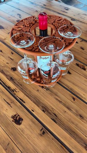 3D Printed Wine Bottle & Wine Glass Holder Elegant Tabletop Display