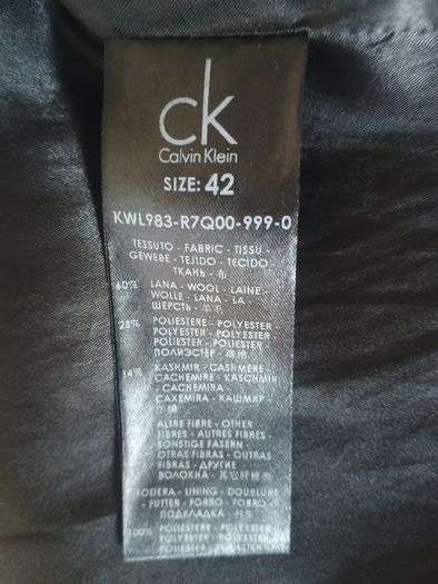 Calvin Klein Black Wool-Blend Belted Midi Coat - Size 42 (Excellent Condition)