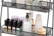 Bathroom Storage Spice Rack - 2 Tier Kitchen Storage &amp; Organisation, Small Bathroom Organiser for Countertop, Home and Office