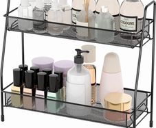 Bathroom Storage Spice Rack - 2 Tier Kitchen Storage & Organisation, Small Bathroom Organiser for Countertop, Home and Office