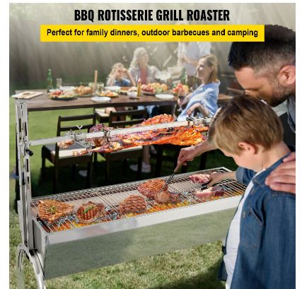 BRAND NEW 132LBS Electric Roaster Grill 2 in 1 BBQ Rotisserie Grill W/ Lockable Wheels for Roasting Sheep, Turkey, Beef, Fish