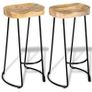 Bar Stools 2 pcs Solid Mango Wood Image 2