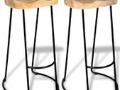 Bar Stools 2 pcs Solid Mango Wood
