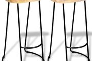 Bar Stools 2 pcs Solid Mango Wood