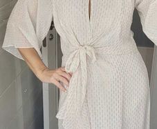 UTERQUE White Mulberry Silk Faux Wrap Dress Sz L (Fit 10-12UK)