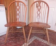 Pair of solid oak kitchen chairs
