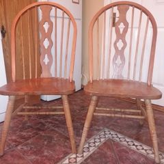 Pair of solid oak kitchen chairs