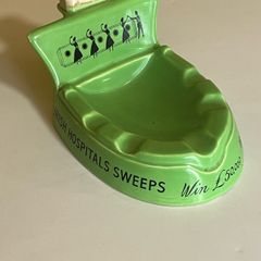 Very rare Irish sweepstakes glazed ash tray and match box holder