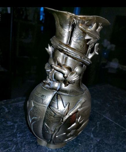 Antique Chinese heavy brass vase