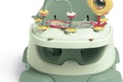 Baby Bug Booster Seat For Dining, Detachable Tray, Harness, Adjustable Seat and Non-Slip Feet, Eucalyptus