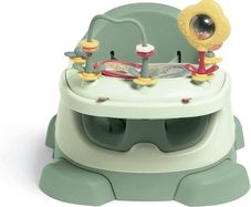 Baby Bug Booster Seat For Dining, Detachable Tray, Harness, Adjustable Seat and Non-Slip Feet, Eucalyptus
