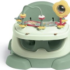 Baby Bug Booster Seat For Dining, Detachable Tray, Harness, Adjustable Seat and Non-Slip Feet, Eucalyptus