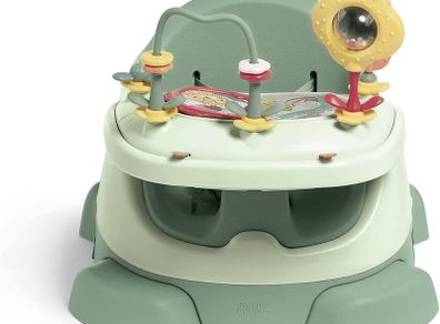 Baby Bug Booster Seat For Dining, Detachable Tray, Harness, Adjustable Seat and Non-Slip Feet, Eucalyptus