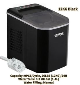Electric Ice Maker 12KG Per 24H Automatic Manual Water Filling Portable Bullet / Cube Ice Making Machine for Home Bar