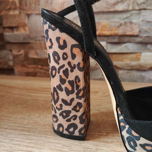 Leopard Print Suede Block Heel Platform Sandals, NEW LOOK