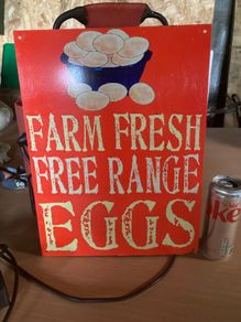 Fresh eggs metal sign