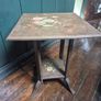 Antique Edwardian folk art handpainted fl9ral side table 2 tier Image 5