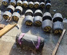 Concrete weights and cast iron plates
