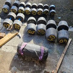 Concrete weights and cast iron plates