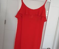 PRIMARK red frill slip dress Sz 14 - Bnwt Rrp 16