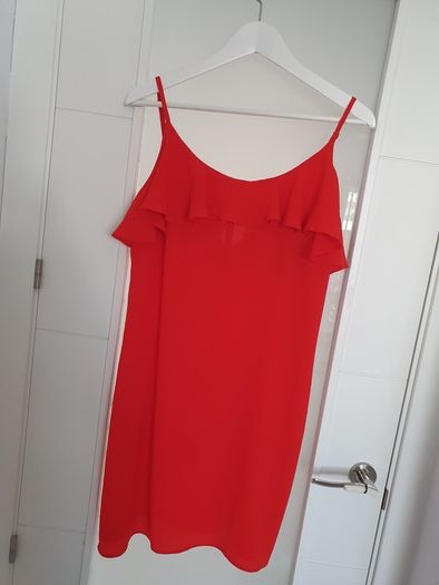 PRIMARK red frill slip dress Sz 14 - Bnwt Rrp 16